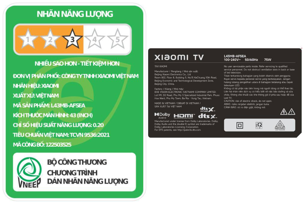 Google Tivi Xiaomi Full HD 43 inch L43MB-AFSEA